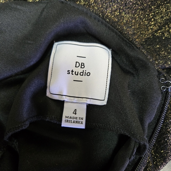 DB STUDIO | Cowl Neck Metallic Glitter Knit Sheath w/ Slit in Bronze sz 4 - Picture 8 of 14